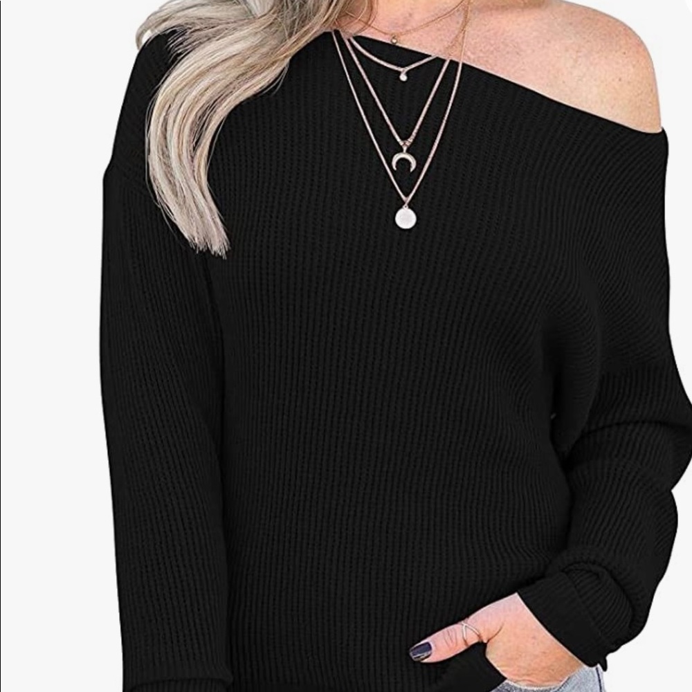 Women's Off Shoulder Waffle Knit Sweater Sz S